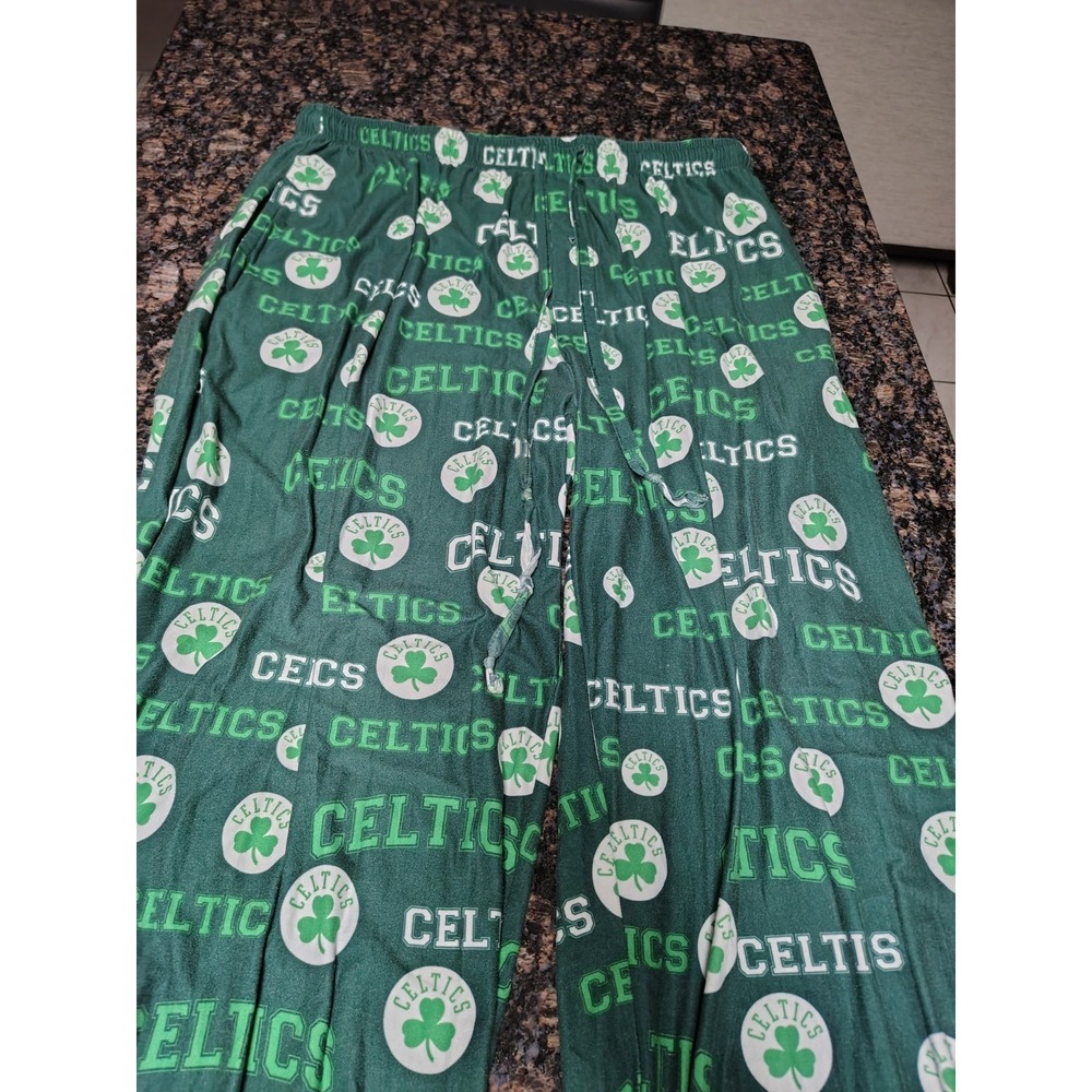 EUC Boston Celtics NBA Pajama Pants Mens L Green AOP Lounge Sleep - Picture 5 of 6